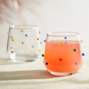 Brand New Anthropologie Confetti Double Old Fashioned Glasses, Set of 2
